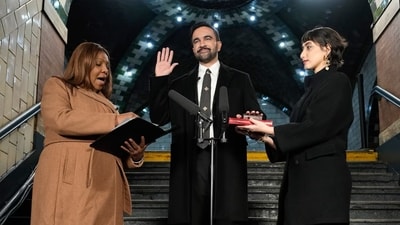 Zohran Mamdani and Rama Duwaji during his swearing-in ceremony on January 1 (AP) Zohran Mamdani and Rama Duwaji during his swearing-in ceremony on January 1 (AP)