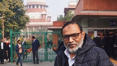 Qasim Rasool, father of Umar Khalid, arrives at the Supreme Court for the hearing of the bail plea of his son in New Delhi. (AP) Qasim Rasool, father of Umar Khalid, arrives at the Supreme Court for the hearing of the bail plea of his son in New Delhi. (AP)