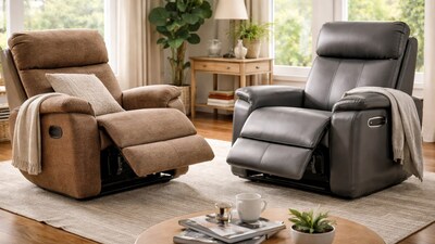 Manual recliner VS electric recliner. How to select the right one for your needs. (Ai Generated) Manual recliner VS electric recliner. How to select the right one for your needs. (Ai Generated)