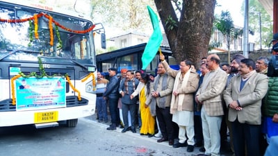 Chief Minister Pushkar Singh Dhami flags off services after Uttarakhand Transport Corporation added 100 buses to its fleet on New Year’s Day, according to an official statement.