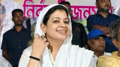 TMC’s Rajya Sabha member Noor, 46, rejoined Congress on Saturday. (Mausam B Noor | Facebook page) TMC’s Rajya Sabha member Noor, 46, rejoined Congress on Saturday. (Mausam B Noor | Facebook page)