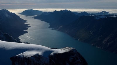 An aerial view shows a fjord in western Greenland. (REUTERS)