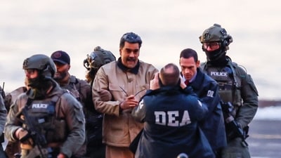 Captured Venezuelan President Nicolas Maduro arrives at the Downtown Manhattan Heliport, as he heads towards the Daniel Patrick Manhattan United States Courthouse for an initial appearance to face U.S. federal charges. (REUTERS)