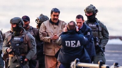 Captured Venezuelan President Nicolas Maduro arrives at the Downtown Manhattan Heliport, as he heads towards the Daniel Patrick Manhattan United States Courthouse for an initial appearance to face US federal charges. (REUTERS)