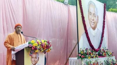 Uttar Pradesh chief minister Yogi Adityanath at an event in Lucknow on Monday to mark the 94th birth anniversary of Kalyan Singh. (ANI PHOTO) Uttar Pradesh chief minister Yogi Adityanath at an event in Lucknow on Monday to mark the 94th birth anniversary of Kalyan Singh. (ANI PHOTO)