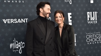 US actress Kaley Cuoco and partner US actor Tom Pelphrey attend the 31st Annual Critics Choice Awards at Barker Hangar in Santa Monica, California, on January 4, 2026. (Photo by Chris Delmas / AFP) (AFP)