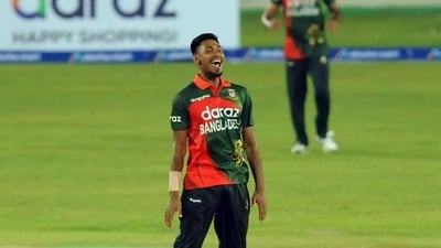 Mustafizur Rahman in action against Sri Lanka in the first ODI in Dhaka. (x images) Mustafizur Rahman in action against Sri Lanka in the first ODI in Dhaka. (x images)