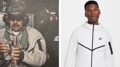 Nicolas Maduro (L) was seen wearing a Nike Tech jacket and trackpants set at the time of his capture. Nicolas Maduro (L) was seen wearing a Nike Tech jacket and trackpants set at the time of his capture.