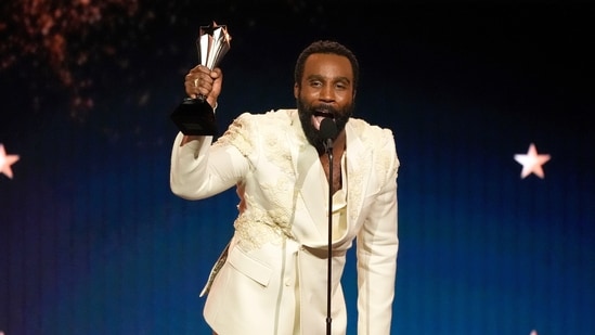 Tramell Tillman accepts the award for best supporting actor in a drama series for "Severance" during the 31st Annual Critics Choice Awards on Sunday, Jan. 4, 2026, at The Barker Hanger in Santa Monica, Calif. (AP Photo/Chris Pizzello)(Chris Pizzello/Invision/AP)