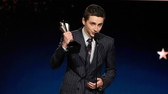 Timothée Chalamet accepts the award for best actor for "Marty Supreme" during the 31st Annual Critics Choice Awards on Sunday, Jan. 4, 2026, at The Barker Hanger in Santa Monica, Calif. (AP Photo/Chris Pizzello)(Chris Pizzello/Invision/AP)