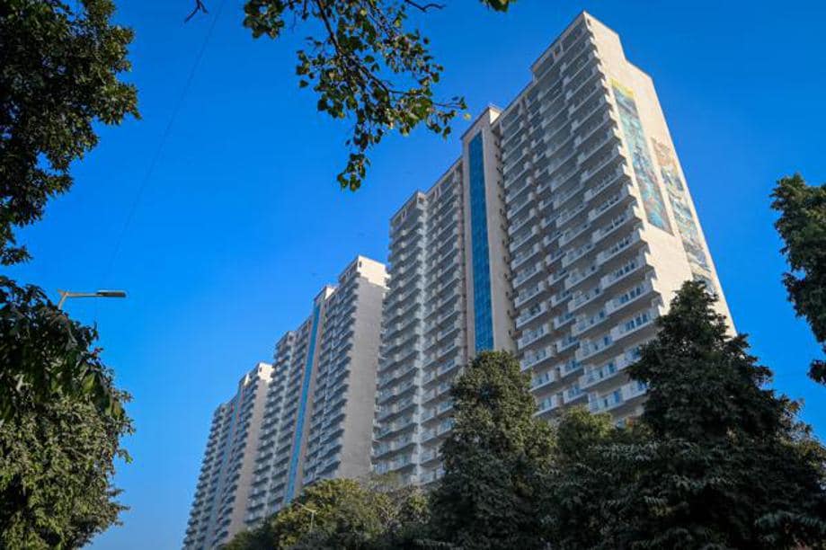 The recently completed MP residential towers on Baba Kharak Singh Marg. (HT Photo/Sanchit Khanna) The recently completed MP residential towers on Baba Kharak Singh Marg. (HT Photo/Sanchit Khanna)