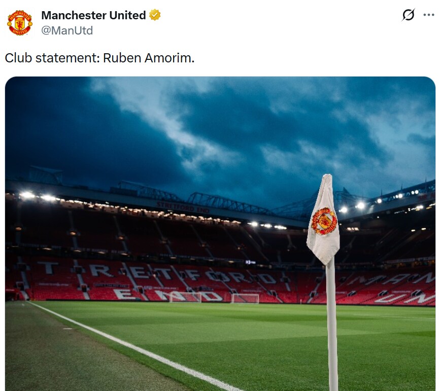 Manchester United's post for Ruben Amorim (Manchester United - X) Manchester United's post for Ruben Amorim (Manchester United - X)