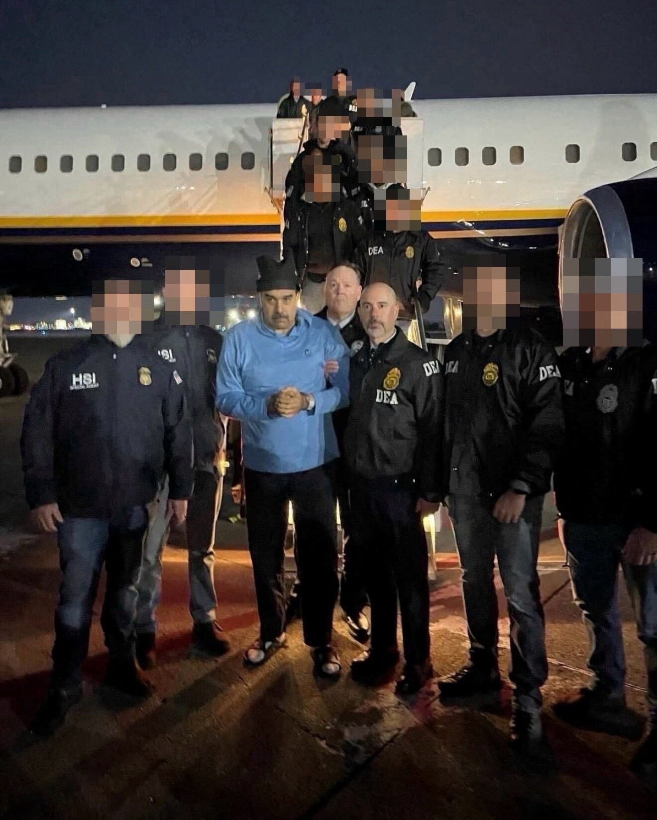 Venezuela's captured President Nicolas Maduro along with US Drug Enforcement Administration (DEA) administrator Terry Cole in Newburgh, New York, US. (REUTERS)