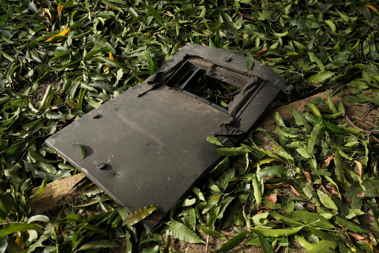 The door of a destroyed antiaircraft unit at La Carlota military air base. The door of a destroyed antiaircraft unit at La Carlota military air base.