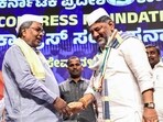 Karnataka CM Siddaramaiah and his deputy DK Shivakumar at a recent party event in Bengaluru. Karnataka CM Siddaramaiah and his deputy DK Shivakumar at a recent party event in Bengaluru.