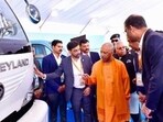 Chief minister Yogi Adityanath at the foundation-stone laying ceremony of the plant (HT File Photo)