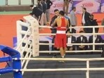 Himachal Pradesh’s Ashish Chaudhary was disqualified for ‘intentional headbutt.’ (HT Photo)