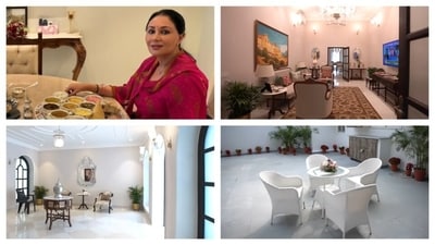 The home of the deputy chief minister of Rajasthan proves that traditional Rajasthani aesthetics are perfectly suited for the demands of a high-profile official residence. (Instagram/ Diya Kumari and YouTube/ Curly Tales) The home of the deputy chief minister of Rajasthan proves that traditional Rajasthani aesthetics are perfectly suited for the demands of a high-profile official residence. (Instagram/ Diya Kumari and YouTube/ Curly Tales)