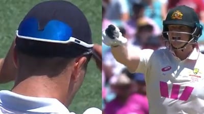 Steve Smith asked Brydon Carse to adjust the sunglasses during day 3 of SCG Test. (Screengrab) Steve Smith asked Brydon Carse to adjust the sunglasses during day 3 of SCG Test. (Screengrab)