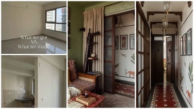 Inside the stunning transformation of a 3BHK home inspired by South India. (AT Studio) Inside the stunning transformation of a 3BHK home inspired by South India. (AT Studio)