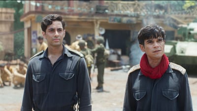 Ikkis box office collection day 6: Agastya Nanda and Vivaan Shah in a still from the film. Ikkis box office collection day 6: Agastya Nanda and Vivaan Shah in a still from the film.