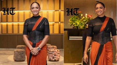 Harmanpreet Kaur's corset belt is the chicest way to style a saree (Instagram) Harmanpreet Kaur's corset belt is the chicest way to style a saree (Instagram)