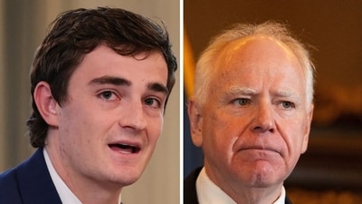 Nick Shirley's scathing 4-word reaction to Tim Walz dropping re-election bid (REUTERS/Evelyn Hockstein, REUTERS/Tim Evans)