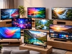 A modern living room setup featuring a slim 43-inch 4K TV placed at a comfortable viewing distance, highlighting clarity and balanced brightness.(AI-generated)