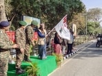 BJP leader Devyani Rana flags off a bike rally in Nagrota in Jammu on Tuesday. (ANi)