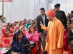 CM Yogi Adityanath interacting with residents in Gorakhpur on Wednesday. (Sourced)