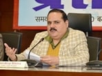 UP chief electoral officer Navdeep Rinwa addresses a press conference in Lucknow regarding the draft publication of the electoral rolls under the ongoing Special Intensive Revision (SIR). (Deepak Gupta/HT Photo)