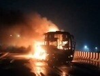 కొవ్వూరు హైవేపై బస్సు దగ్ధం