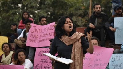 (Representative image) JNUSU leaders said the slogans reflected dissent over alleged inaction after the 2020 attacks, not an attack on constitutional authorities. (Hindustan Times) (Representative image) JNUSU leaders said the slogans reflected dissent over alleged inaction after the 2020 attacks, not an attack on constitutional authorities. (Hindustan Times)