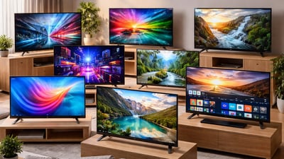 A modern living room setup featuring a slim 43-inch 4K TV placed at a comfortable viewing distance, highlighting clarity and balanced brightness. (AI-generated)