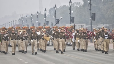 Rehearsals underway ahead of the Republic Day Parade 2026 at Kartavya Path, in New Delhi on Wednesday. (ANI Photo) (Sathiya) Rehearsals underway ahead of the Republic Day Parade 2026 at Kartavya Path, in New Delhi on Wednesday. (ANI Photo) (Sathiya)