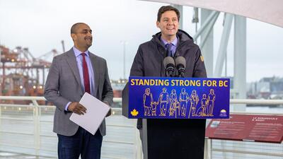 British Columbia Premier David Eby in Vancouver on Tuesday, while making the announcement of the forthcoming trade mission to India. ((Credit: Government of British Columbia) British Columbia Premier David Eby in Vancouver on Tuesday, while making the announcement of the forthcoming trade mission to India. ((Credit: Government of British Columbia)