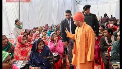 CM Yogi Adityanath interacting with residents in Gorakhpur on Wednesday. (Sourced)
