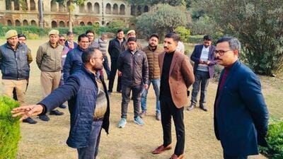 DM Vishak G during an inspection at the Bada Imambara on Wednesday. (HT) DM Vishak G during an inspection at the Bada Imambara on Wednesday. (HT)