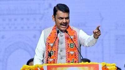 Mumbai, India. Jan 03, 2026 - Devendra Fadnavis, the Chief Minister, Eknath Shinde, the Deputy Chief Minister, and RPI Chief Ramdas Athawale addressed the Mahayuti workers at a BMC election campaign rally held at the Dome in Worli, Mumbai, India. Jan 03, 2026. (Photo by Raju Shinde/HT Photo) (Raju Shinde) Mumbai, India. Jan 03, 2026 - Devendra Fadnavis, the Chief Minister, Eknath Shinde, the Deputy Chief Minister, and RPI Chief Ramdas Athawale addressed the Mahayuti workers at a BMC election campaign rally held at the Dome in Worli, Mumbai, India. Jan 03, 2026. (Photo by Raju Shinde/HT Photo) (Raju Shinde)