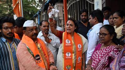 Mumbai, India. Jan 06, 2026 - Madhuri Manjrekar, a Shiv Sena (UBT) leader from Wadala, visited the Shiv Sena Shakha in Wadala, expressing her disappointment about not getting the election ticket. Mumbai, India. Jan 06, 2026. (Photo by Raju Shinde/HT Photo) (Raju Shinde) Mumbai, India. Jan 06, 2026 - Madhuri Manjrekar, a Shiv Sena (UBT) leader from Wadala, visited the Shiv Sena Shakha in Wadala, expressing her disappointment about not getting the election ticket. Mumbai, India. Jan 06, 2026. (Photo by Raju Shinde/HT Photo) (Raju Shinde)