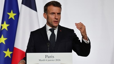 France's President Emmanuel Macron delivers a press conference. (REUTERS)