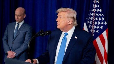 US President Donald Trump speaks during a news conference at the Mar-a-Lago Club in Palm Beach. (Bloomberg) US President Donald Trump speaks during a news conference at the Mar-a-Lago Club in Palm Beach. (Bloomberg)
