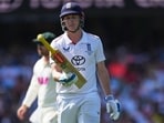 Harry Brook reacts after he was dismissed during play on day two of the fifth and final Ashes Test. Harry Brook reacts after he was dismissed during play on day two of the fifth and final Ashes Test.