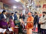 Chief minister Yogi Adityanath during the Janata Darshan at Gorakhnath temple. (Sourced)