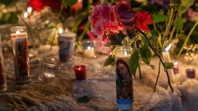 A memorial set up by community members during a vigil following a fatal shooting by an Immigration and Customs Enforcement (ICE) agent in Minneapolis, Minnesota, US, on Wednesday, Jan. 7, 2026. (Photographer: Jaida Grey Eagle/Bloomberg) (Bloomberg) A memorial set up by community members during a vigil following a fatal shooting by an Immigration and Customs Enforcement (ICE) agent in Minneapolis, Minnesota, US, on Wednesday, Jan. 7, 2026. (Photographer: Jaida Grey Eagle/Bloomberg) (Bloomberg)