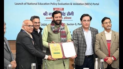 In the presence of the CM, a memorandum of understanding (MoU) was also signed under the ‘Gyan Setu’ initiative between the Golden Jubilee Haryana Institute for Fiscal Management and various universities. (HT Photo) In the presence of the CM, a memorandum of understanding (MoU) was also signed under the ‘Gyan Setu’ initiative between the Golden Jubilee Haryana Institute for Fiscal Management and various universities. (HT Photo)