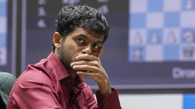 India's grandmaster (GM) Nihal Sarin competes against USA's GM Hans Niemann. (PTI) India's grandmaster (GM) Nihal Sarin competes against USA's GM Hans Niemann. (PTI)