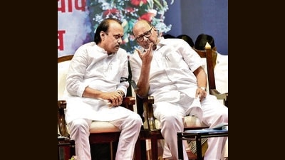 The NCP split in July 2023, when Ajit Pawar joined the Eknath Shinde-led government along with several MLAs, leading to a prolonged political and legal battle between the two factions over the party name and symbol. (HT FILE) The NCP split in July 2023, when Ajit Pawar joined the Eknath Shinde-led government along with several MLAs, leading to a prolonged political and legal battle between the two factions over the party name and symbol. (HT FILE)