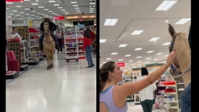 Despite the chaos, the video also captured mixed reactions from shoppers. (Instagram/@cowboyatheart82) Despite the chaos, the video also captured mixed reactions from shoppers. (Instagram/@cowboyatheart82)