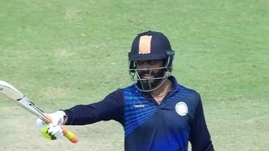 Vijay Hazare Trophy Highlights: Ravindra Jadeja celebrates his half-century. Vijay Hazare Trophy Highlights: Ravindra Jadeja celebrates his half-century.